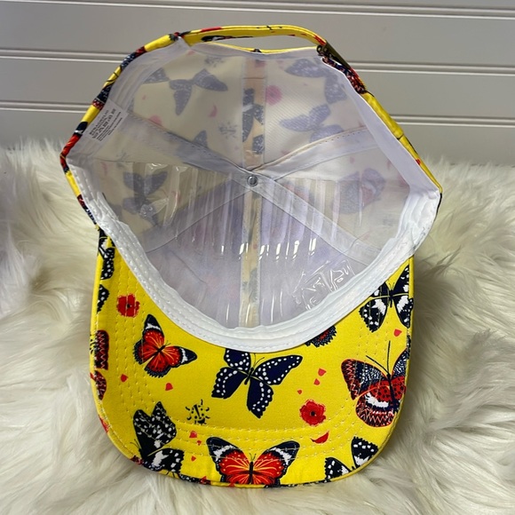 Butterfly & Ladybug Yellow Cap with Multicolored Butterflies Baseball Cap - Picture 9 of 12